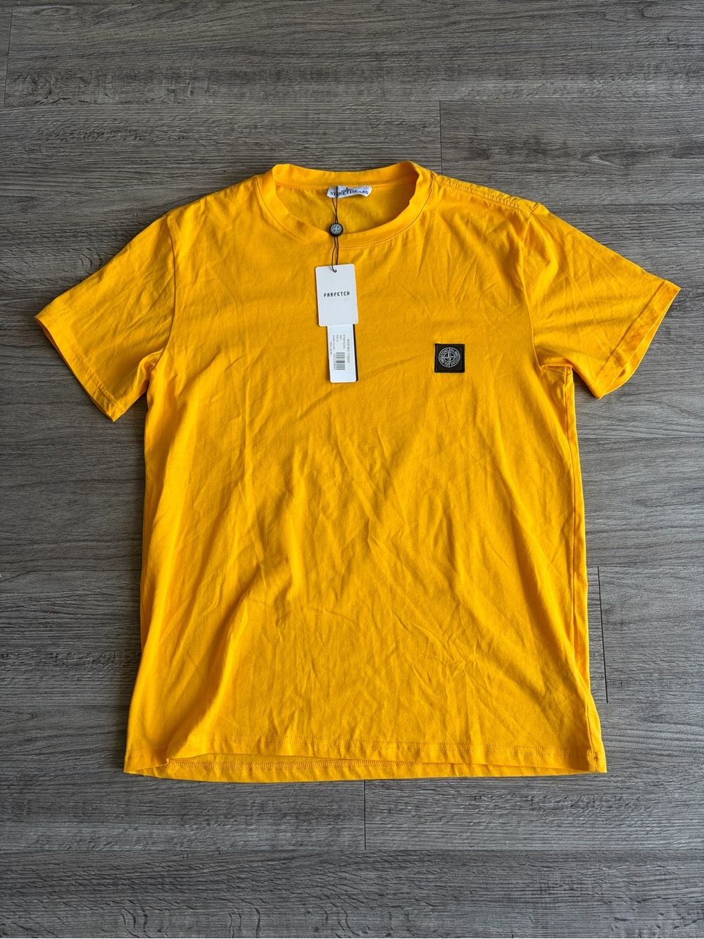Stone Island Yellow Short-Sleeve Logo Pocket T-Shirt